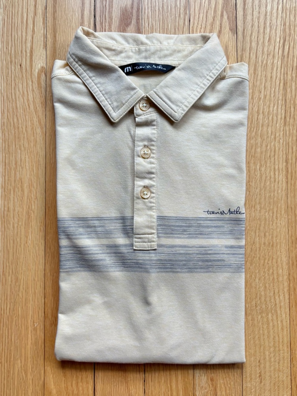 Travis Mathew Men’s Short Sleeve Performance Polo Shirt Small Yellow Gray